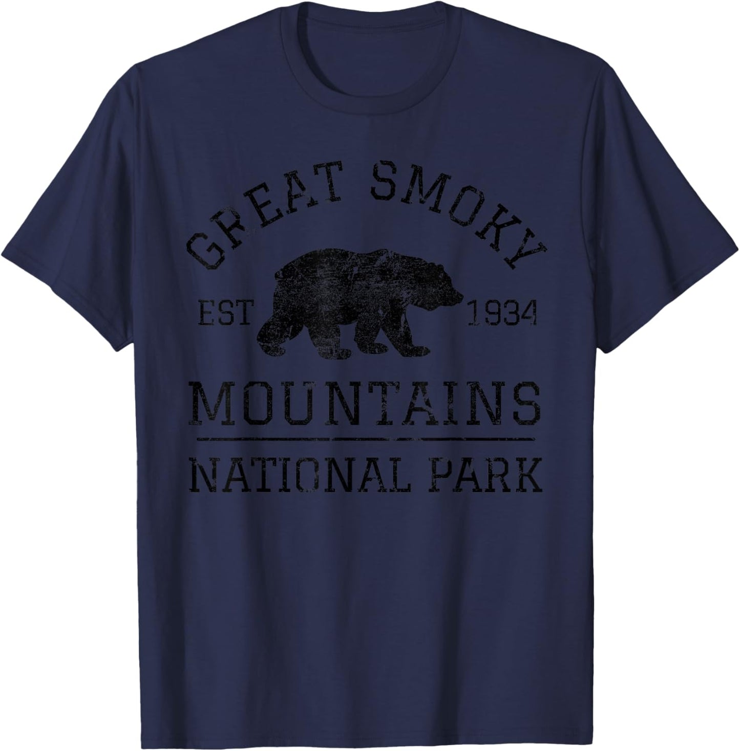Great Smoky Mountains National Park Tennessee Bear Hiking T-Shirt - T-Shirt | Navy