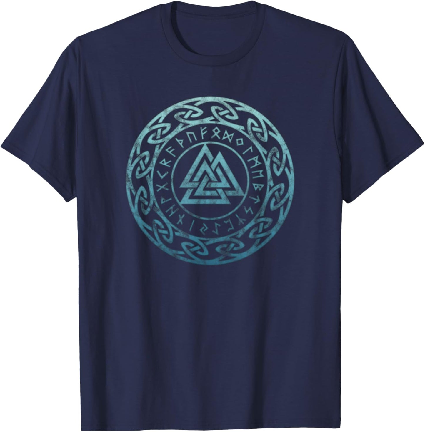 Valknut, Odin, Viking Symbol, Pagan Nordic Germanic T-Shirt - T-Shirt | Navy