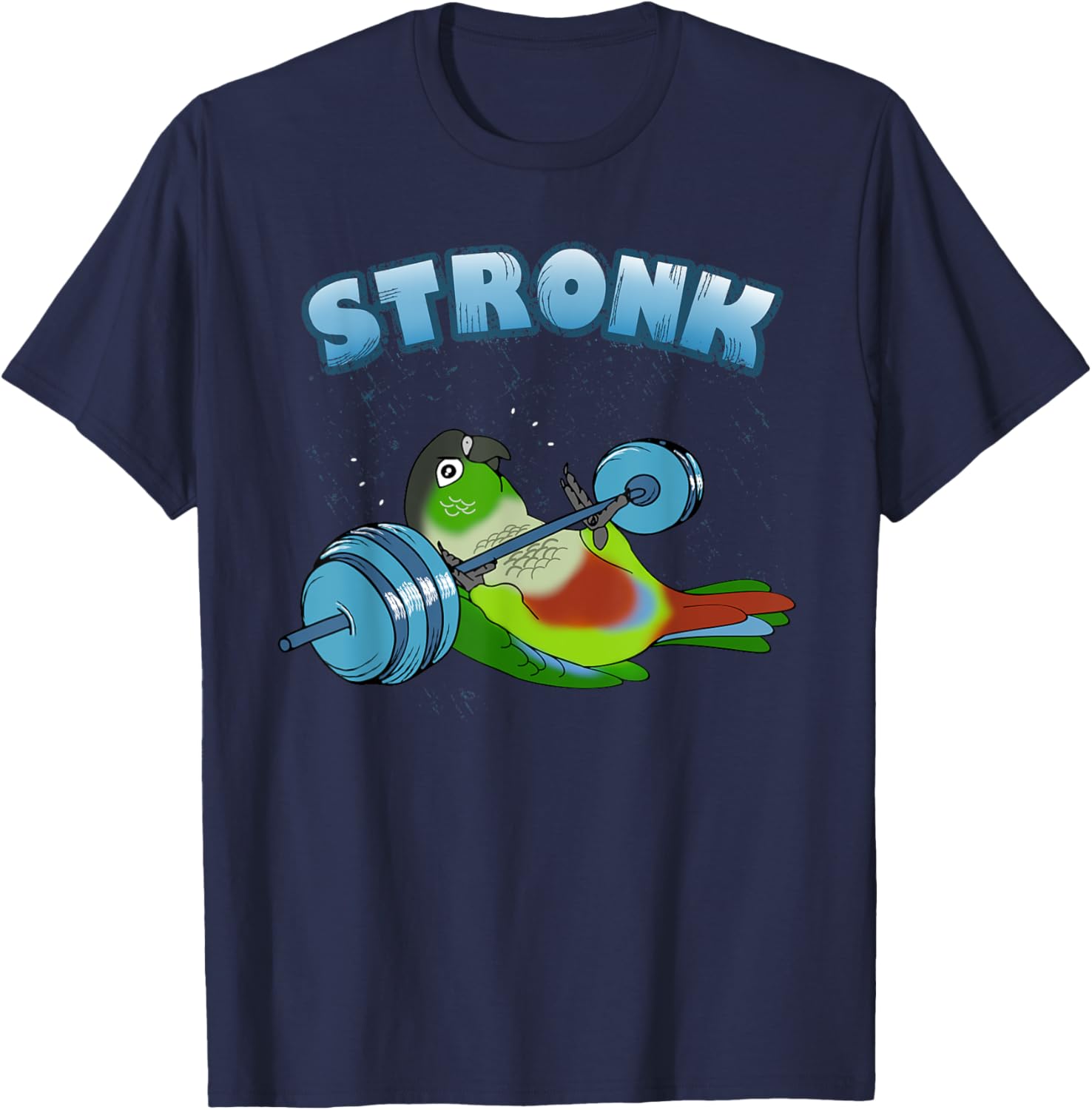 Stronk Conure fitness Parrot workout Conure Gym Birb memes T-Shirt - T-Shirt | Navy