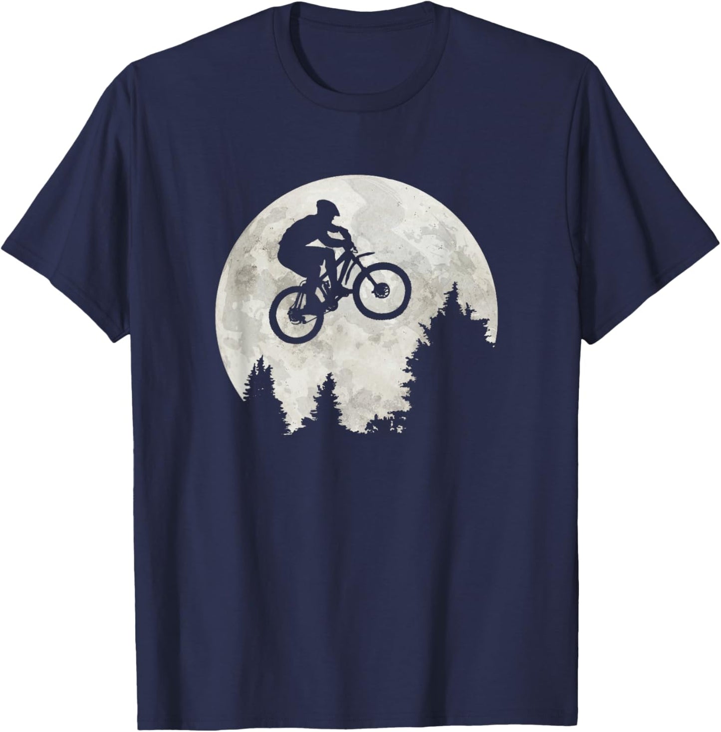 Mountain Bike moon jump funny MTB in Forest T-Shirt - T-Shirt | Navy