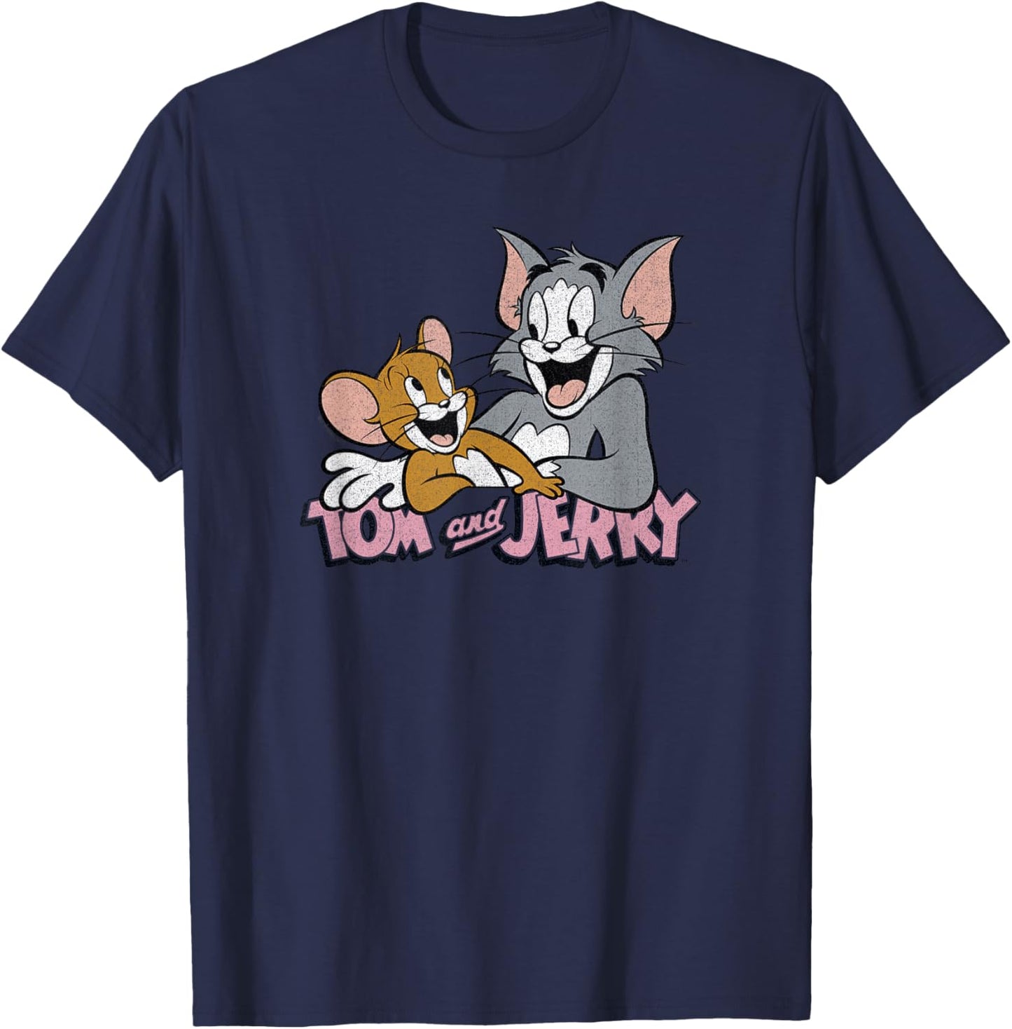 Tom and Jerry Pink Font T-Shirt - T-Shirt | Navy