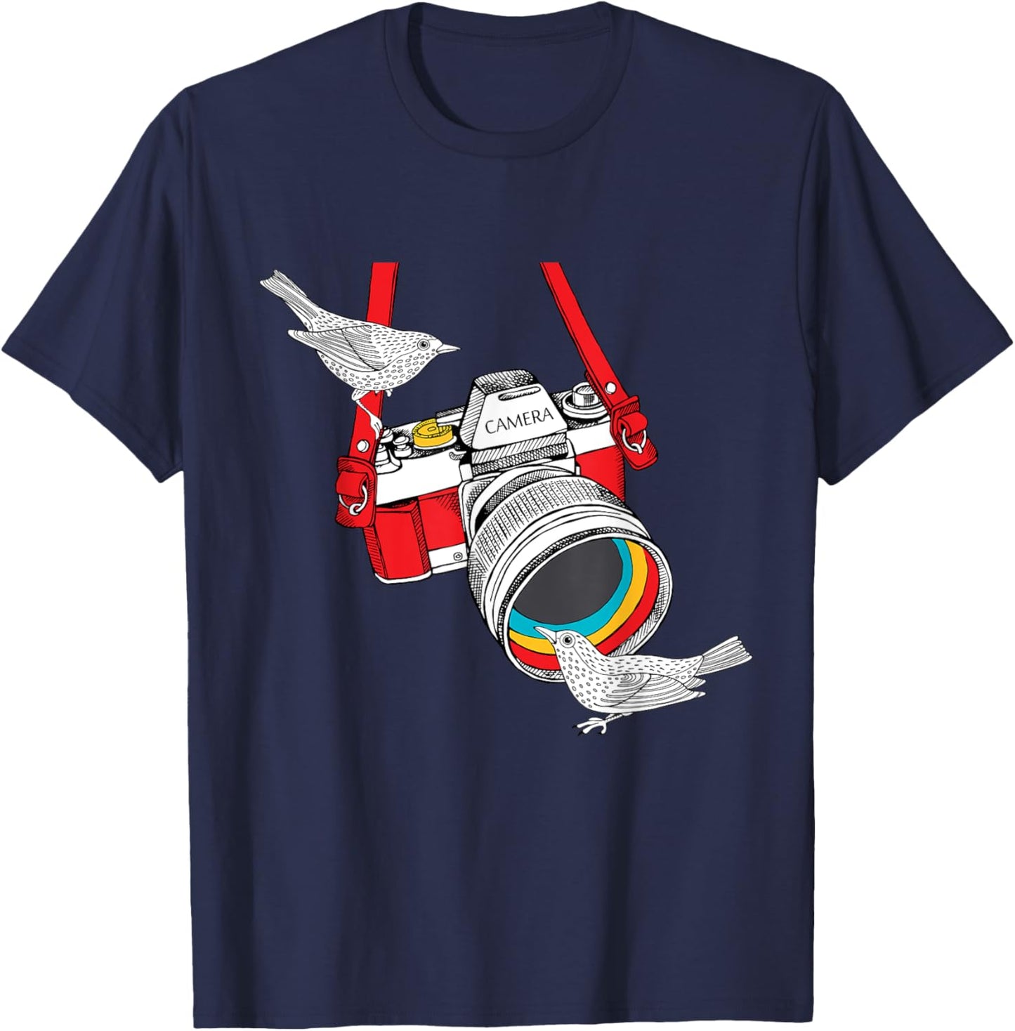 Birdology a Bird on a Vintage Camera for Bird Photographer T-Shirt - T-Shirt | Navy