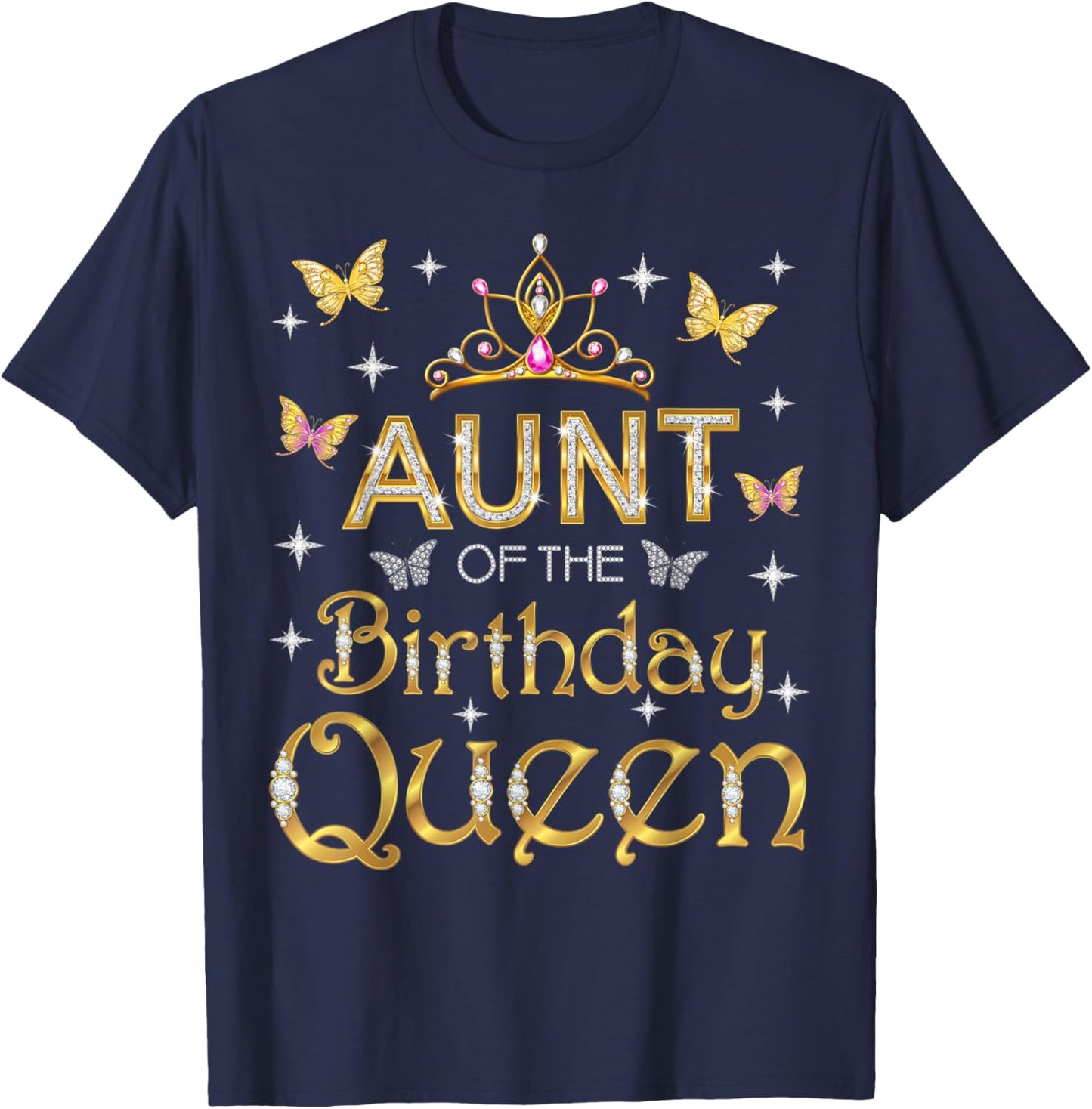 Aunt Of The Birthday Queen Birthday Party Family Matching T-Shirt - T-Shirt | Navy