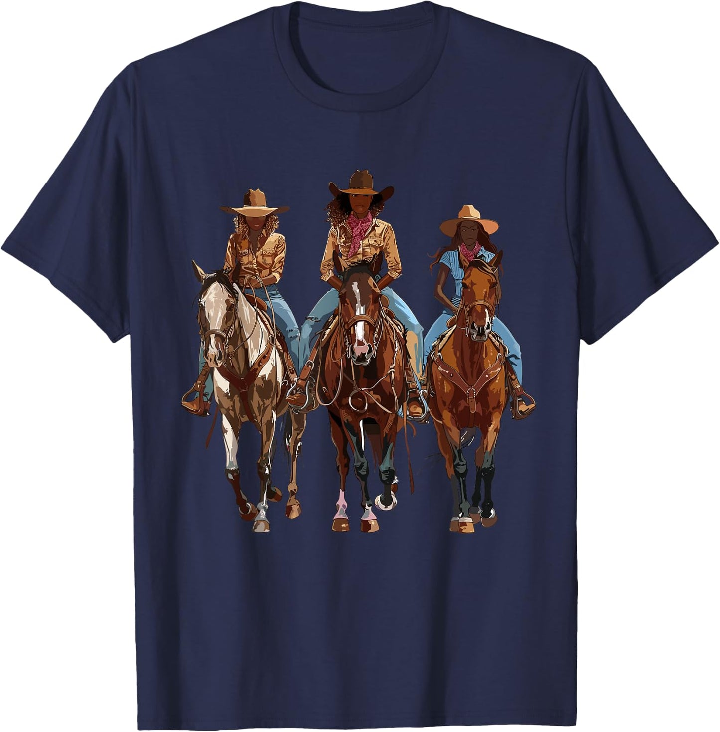 Black African American Cowgirl Western Country Texas Rodeo T-Shirt - T-Shirt | Navy