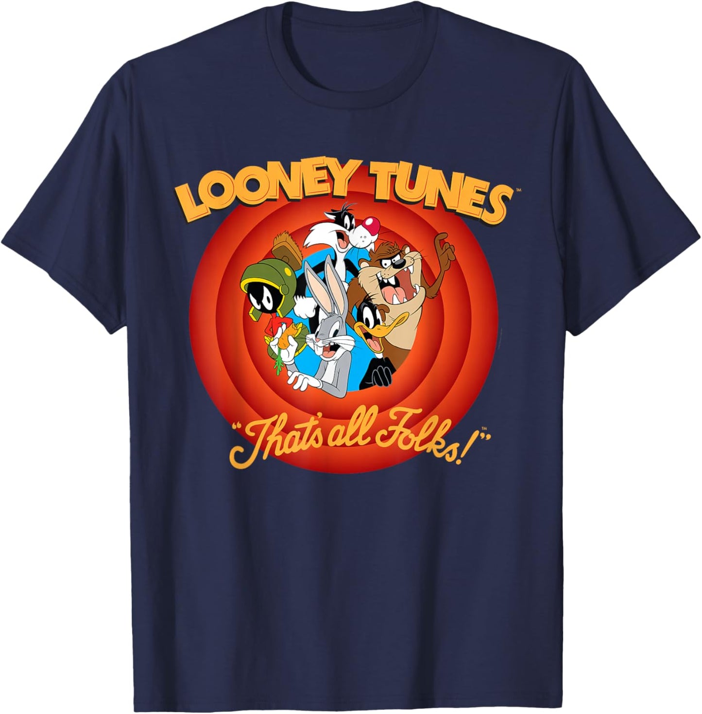 Looney Tunes That's All Folks! Small T-Shirt - T-Shirt | Navy