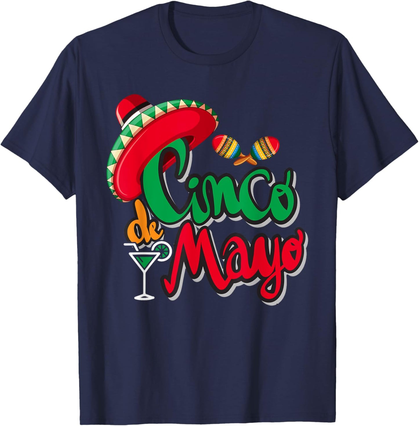 Cinco De Mayo Sombrero Men Women Mexican Taco Party Fiesta T-Shirt - T-Shirt | Navy
