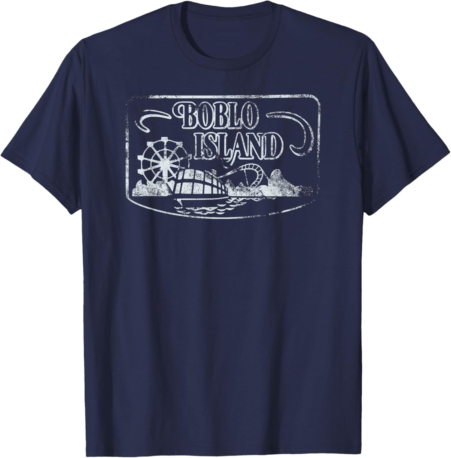 Boblo Island - Detroit - Vintage Distressed Worn Look T-Shirt - T-Shirt | Navy