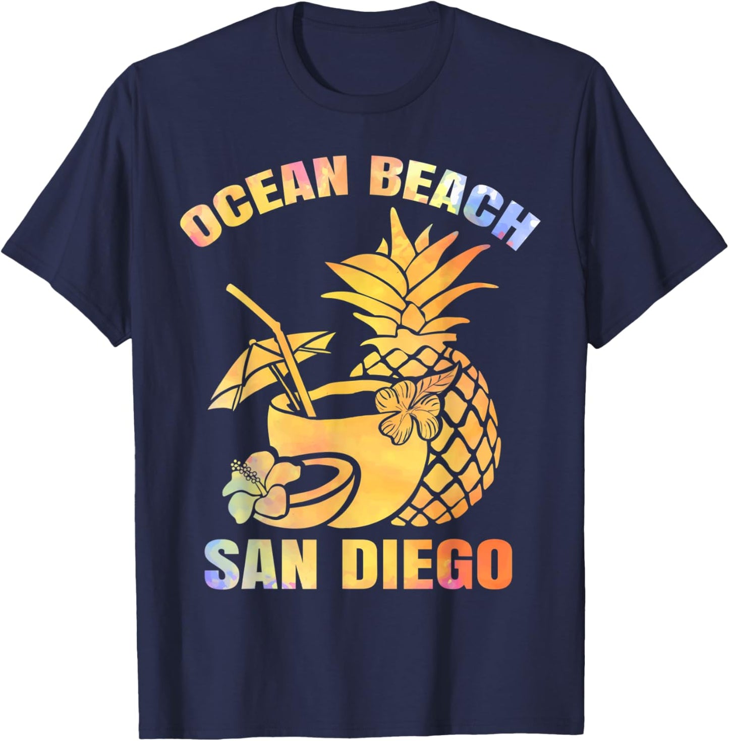 Summer Vacation Retro Sunset San Diego Ocean Beach T-Shirt - T-Shirt | Navy