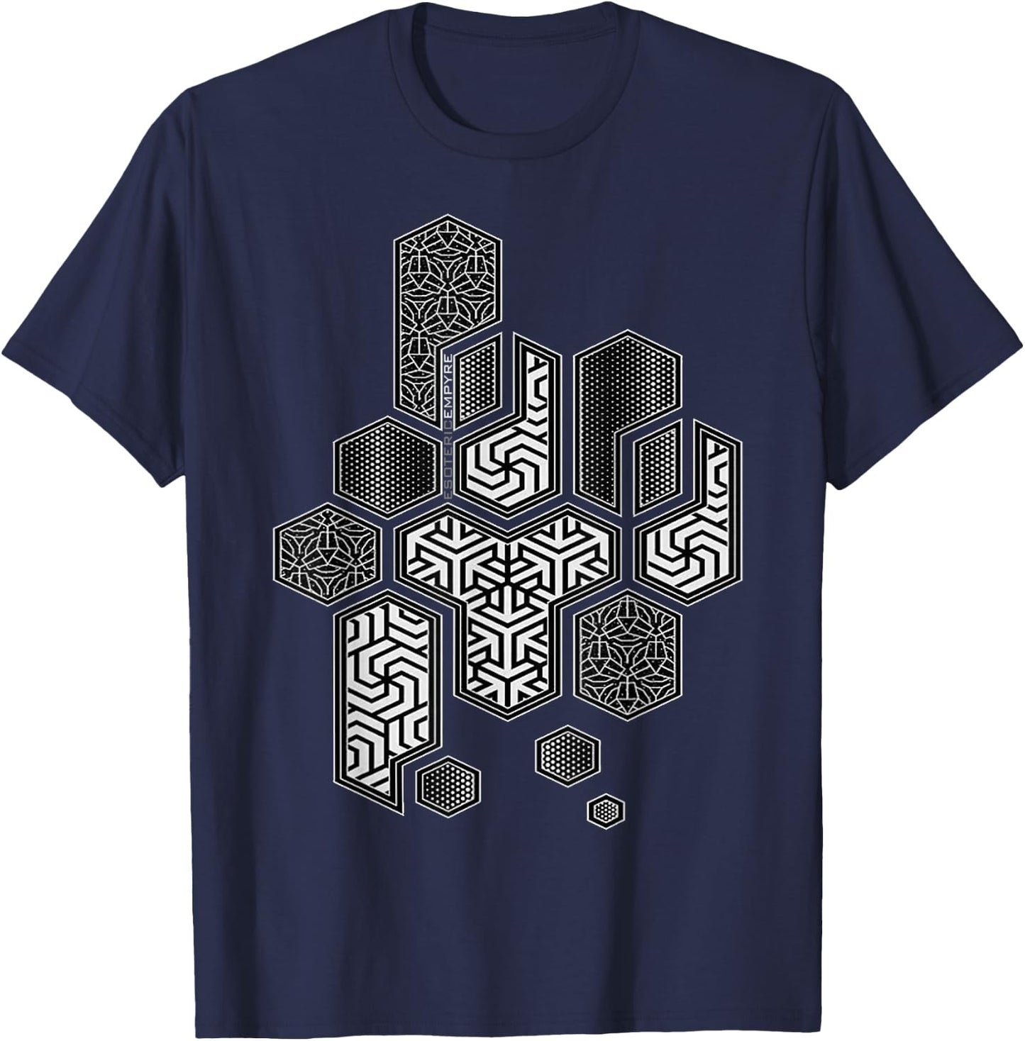 Sacred Geometry Hexagonal Pattern Chaos T-Shirt - T-Shirt | Navy