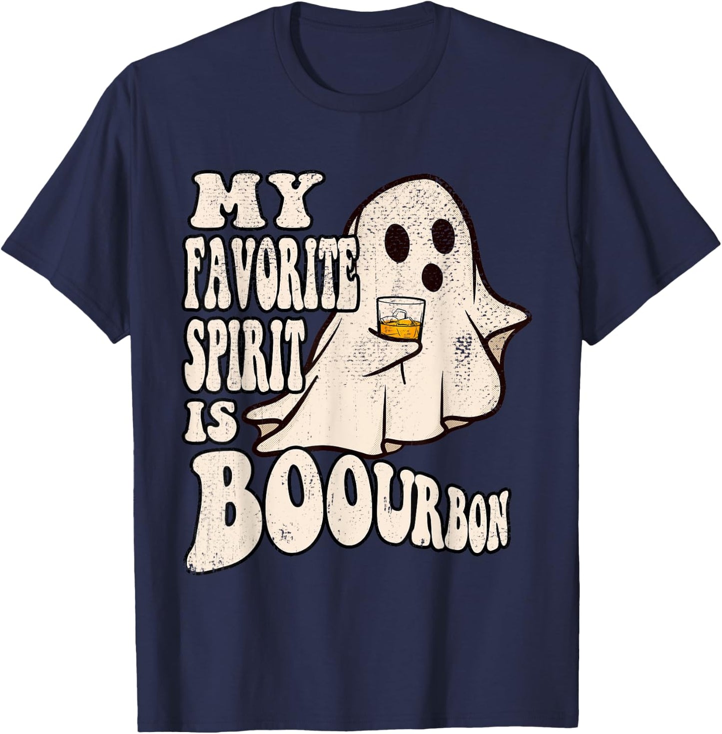 My Favorite Spirit is Boourbon Funny Ghost Halloween Costume T-Shirt - T-Shirt | Navy