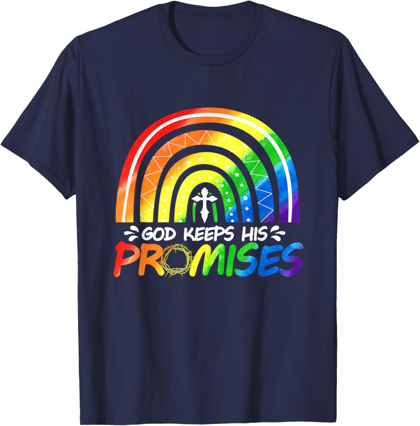 God Keeps His Promise Rainbow Christian Bible Noah T-Shirt - T-Shirt | Navy