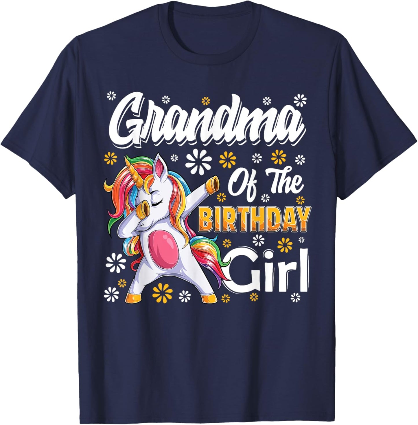 awesome dabbing unicorn birthday Grandma Family Matching T-Shirt - T-Shirt | Navy