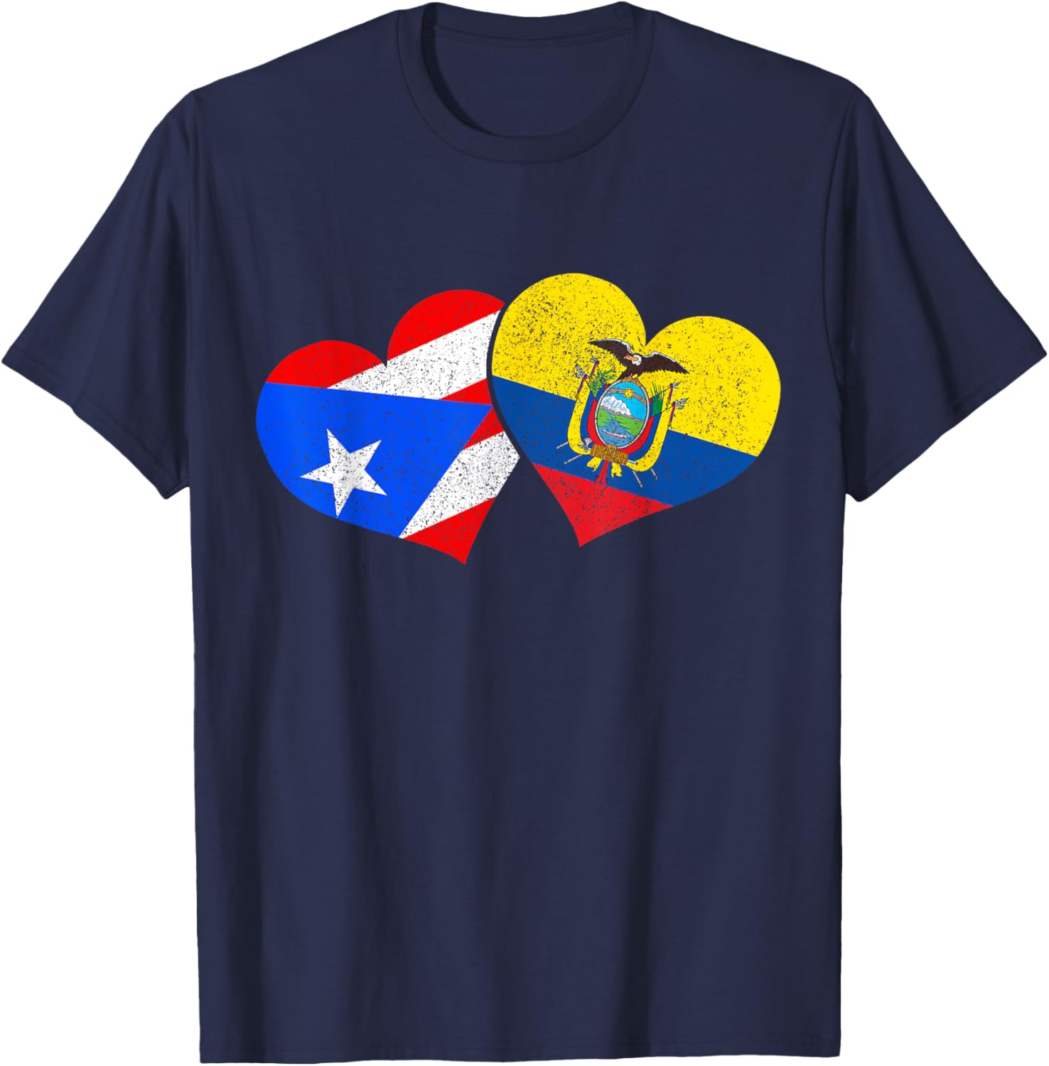 Puerto Rico & Ecuador Pride Heritage Puerto Rican Flag T-Shirt - T-Shirt | Navy