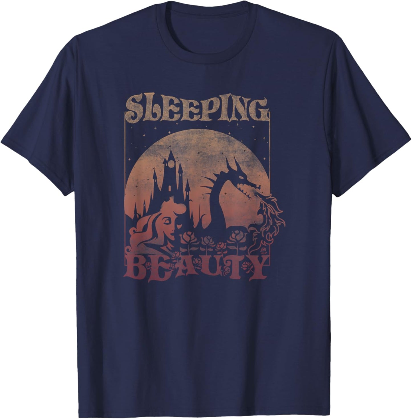 Disney Sleeping Beauty Maleficent Dragon Fire Poster T-Shirt - T-Shirt | Navy