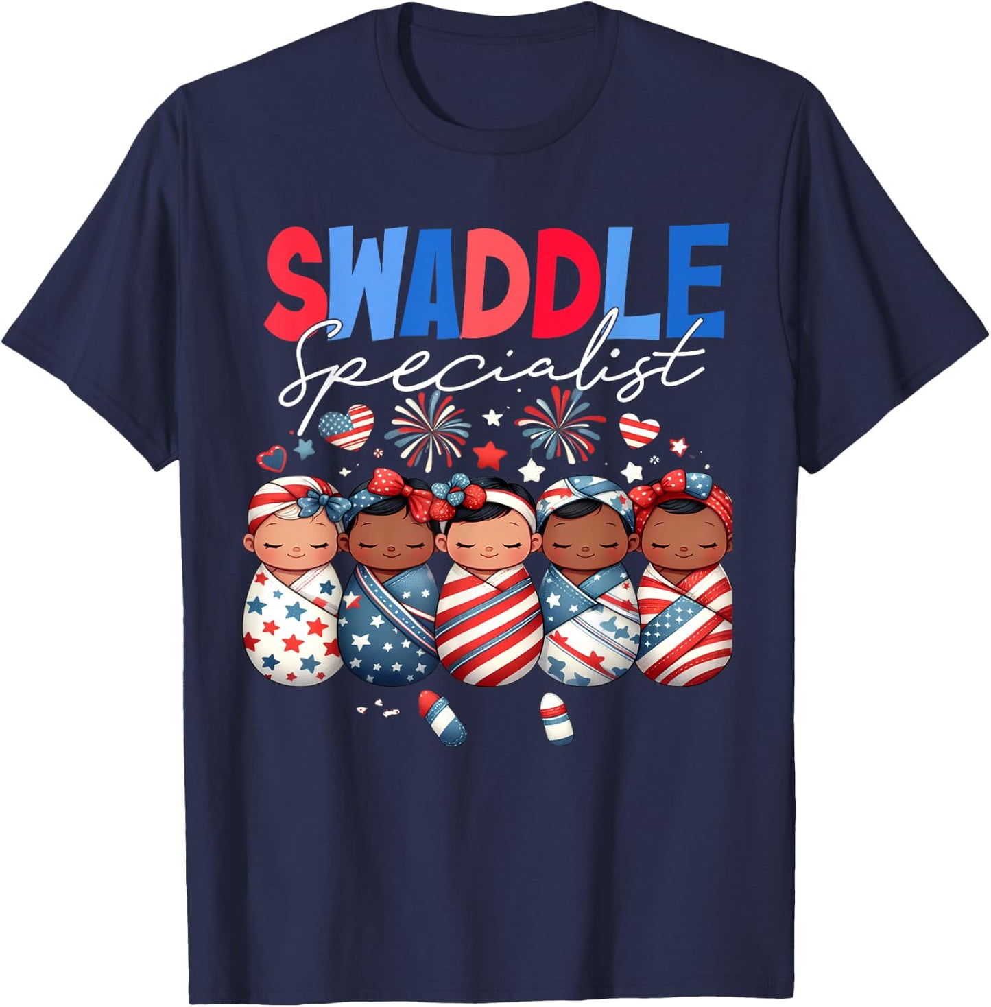 Swaddle Specialist NICU Mother Baby Nurse 4th Of July USA T-Shirt - T-Shirt | Navy