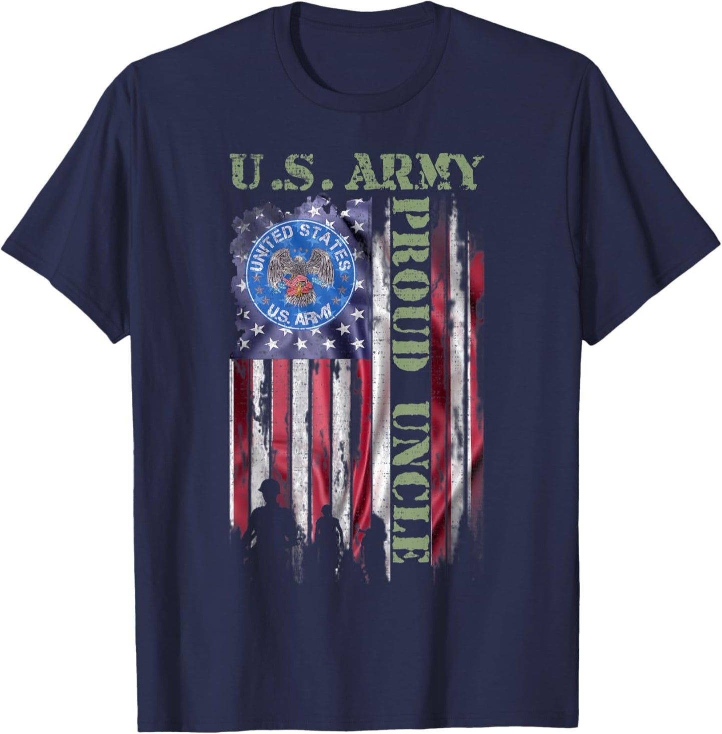 Vintage USA American Flag US Army Proud Veteran Uncle Funny T-Shirt - T-Shirt | Navy