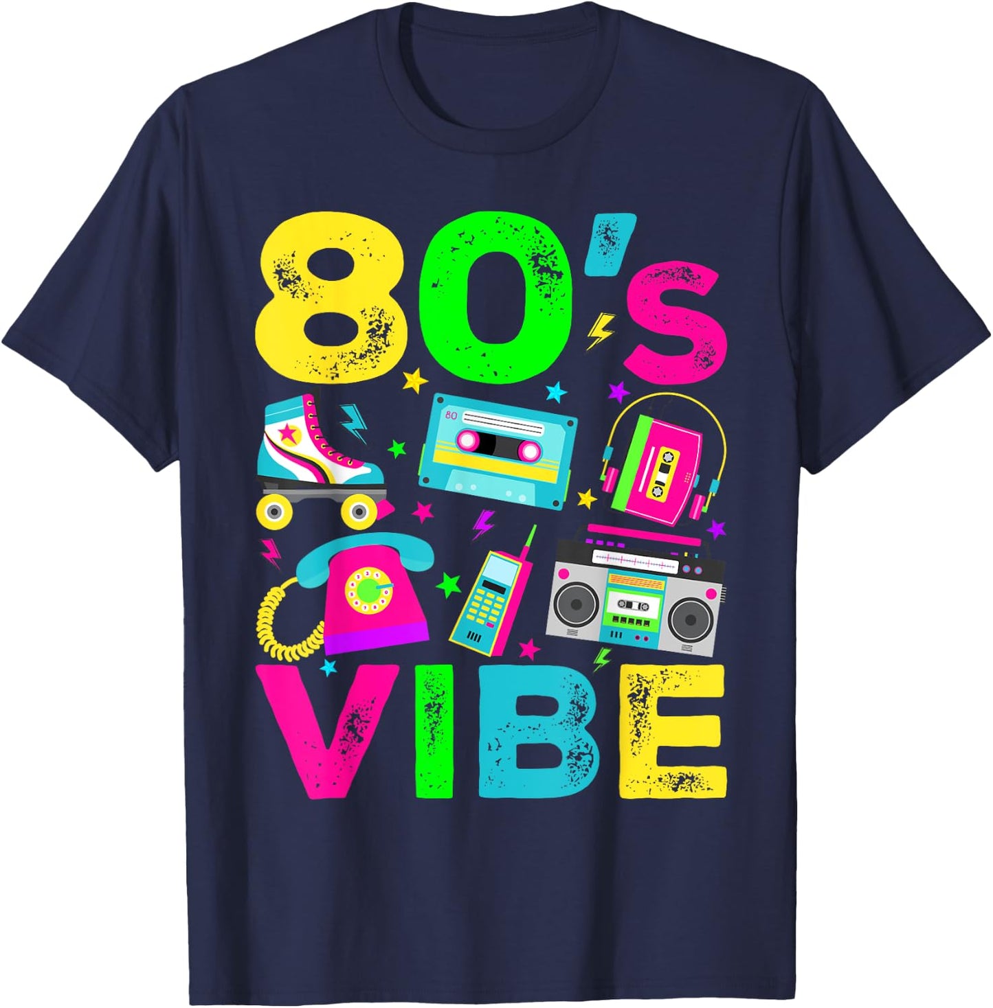 80s Vibe 1980s Vintage Style Eighties Retro Party T-Shirt - T-Shirt | Navy