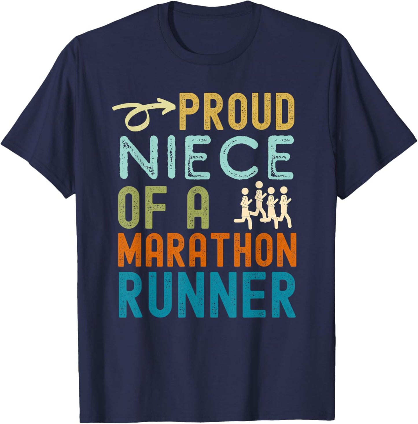Proud niece of a marathon runner retro vintage distressed T-Shirt - T-Shirt | Navy