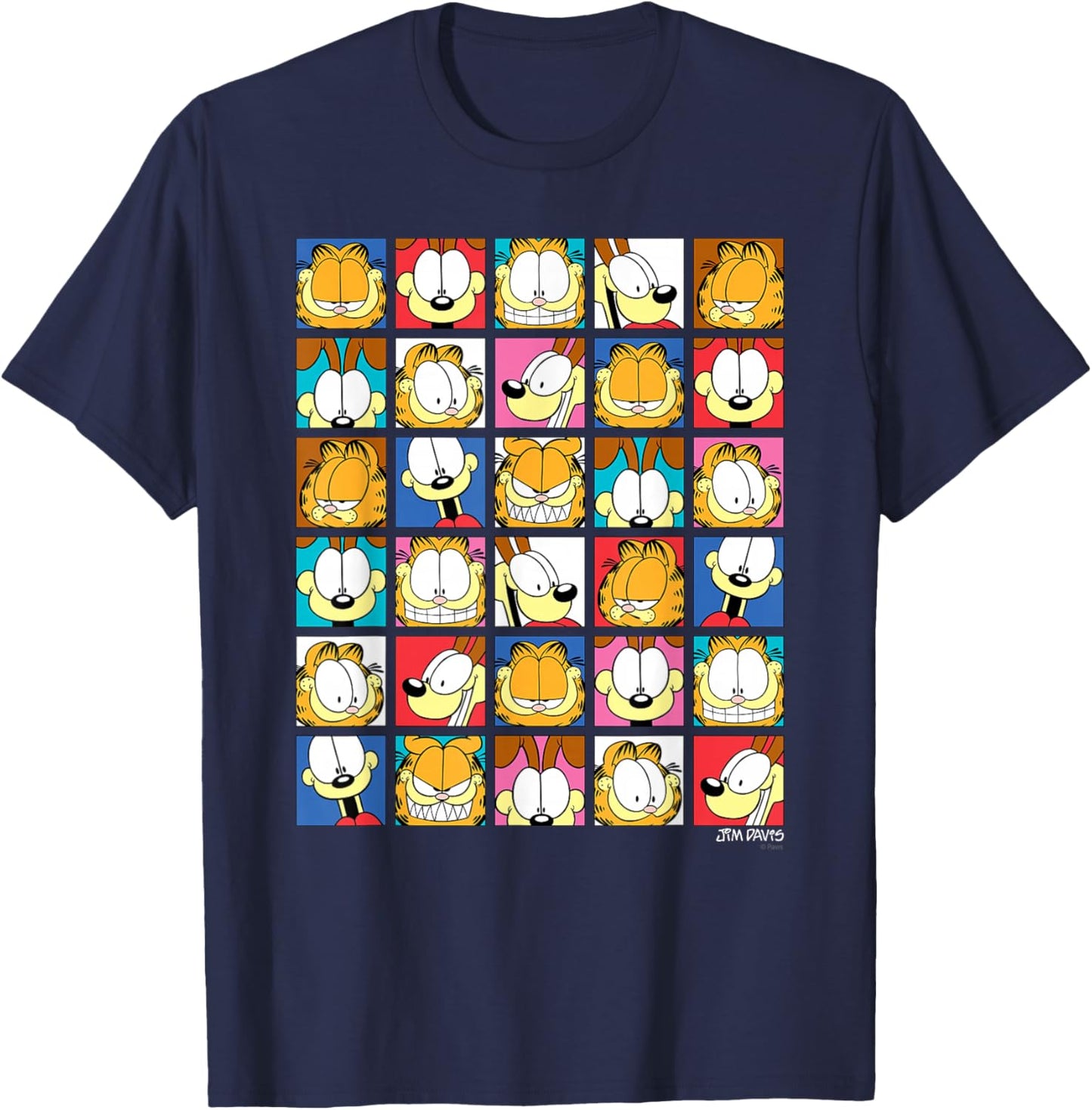 Garfield Expressions Collage Cartoon Cat T-Shirt - T-Shirt | Navy