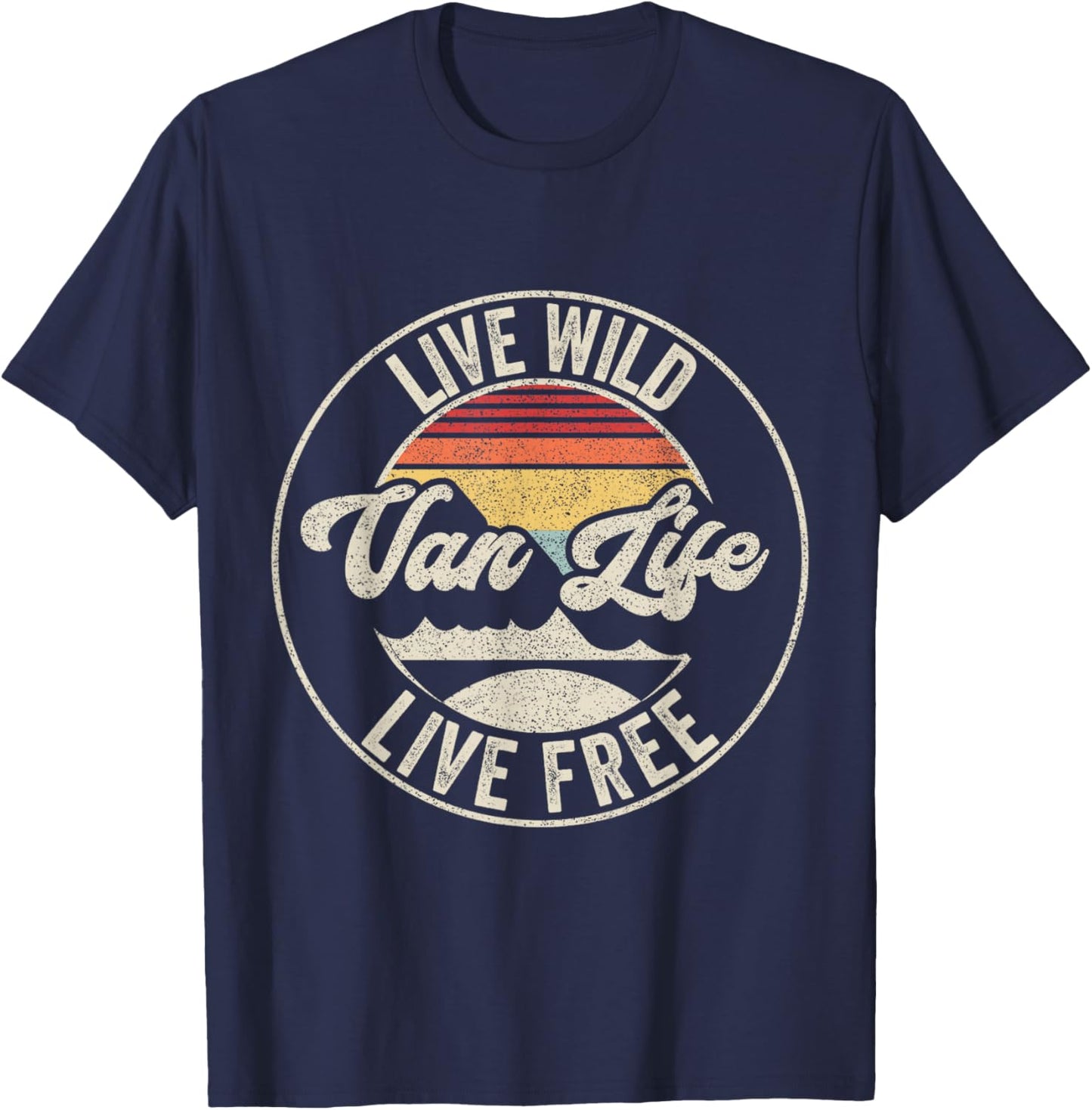 Retro Vintage Van Life T-Shirt - T-Shirt | Navy