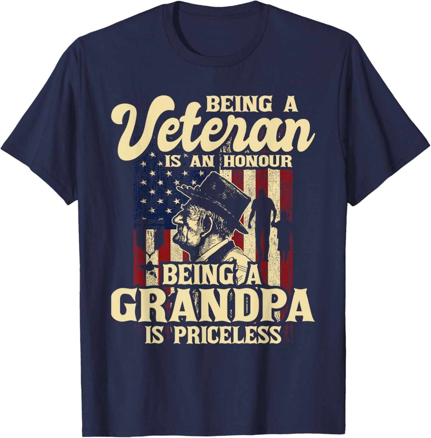 Being A Veteran Is An Honour - Patriotic US Veteran Grandpa Men T-Shirt - T-Shirt | Navy