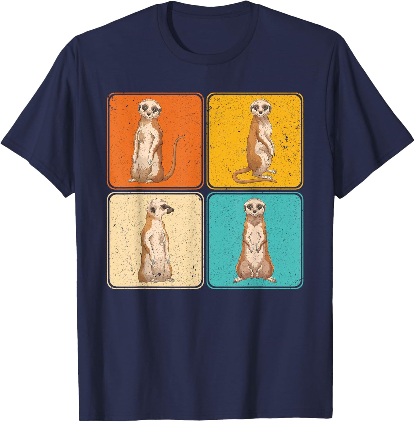 Pop Art Cute Africa Zoo Animal Lover Meerkat T-Shirt - T-Shirt | Navy