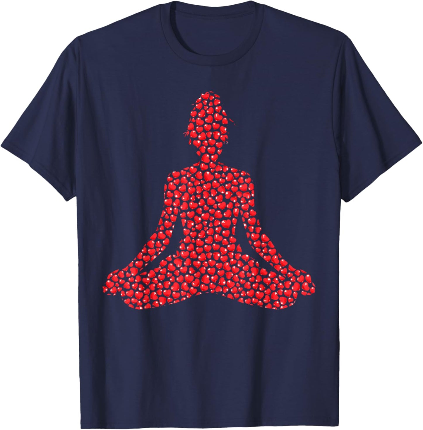 Yoga Lover Heart Shape Yoga Valentine's Day T-Shirt - T-Shirt | Navy