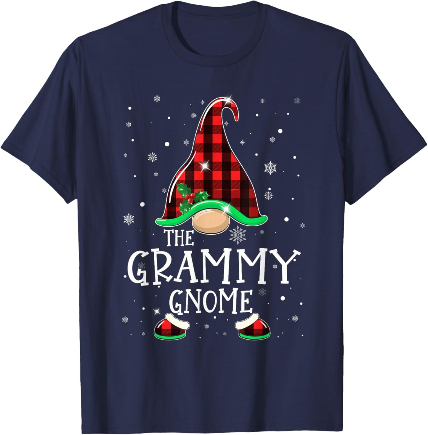 Funny GRAMMY Gnome Buffalo Plaid Matching Christmas Pajama T-Shirt - T-Shirt | Navy
