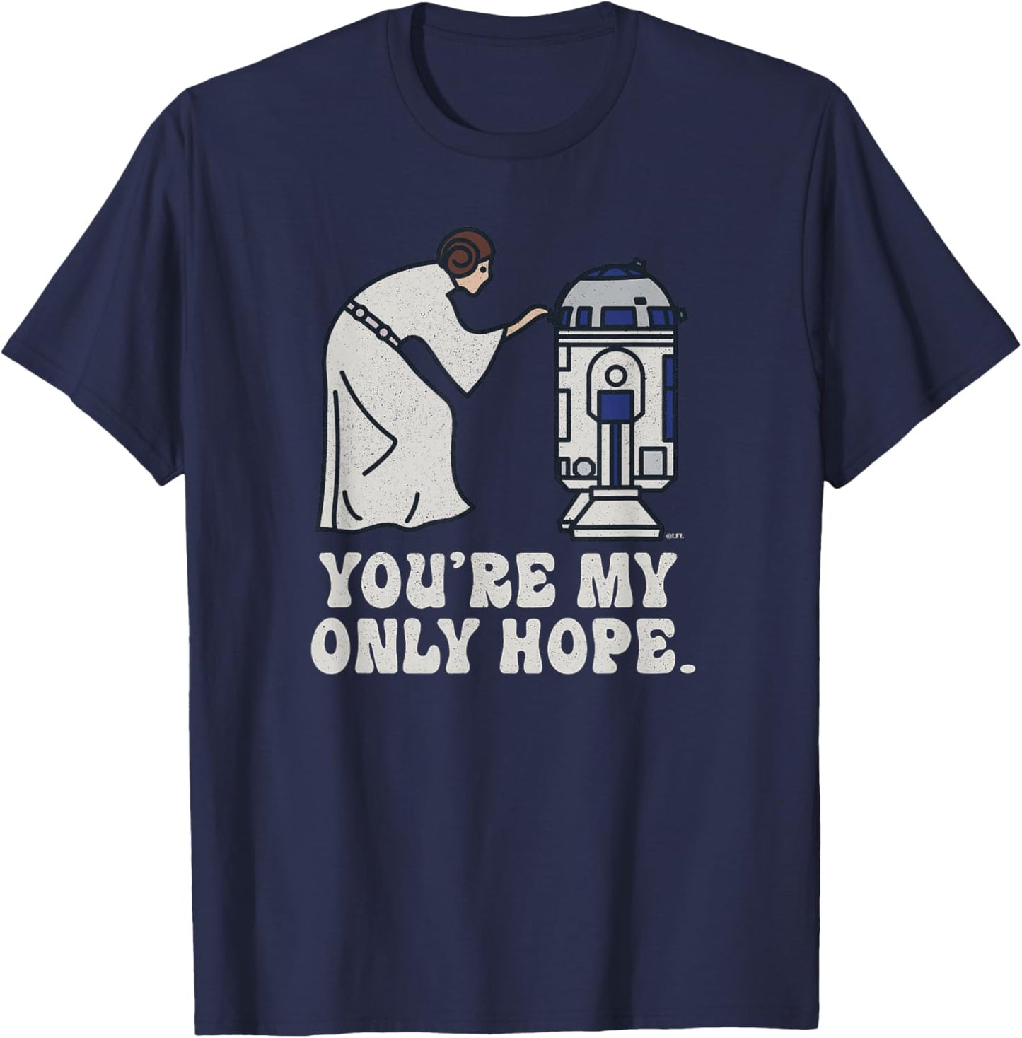 Star Wars Princess Leia R2-D2 You’re My Only Hope Retro T-Shirt - T-Shirt | Navy