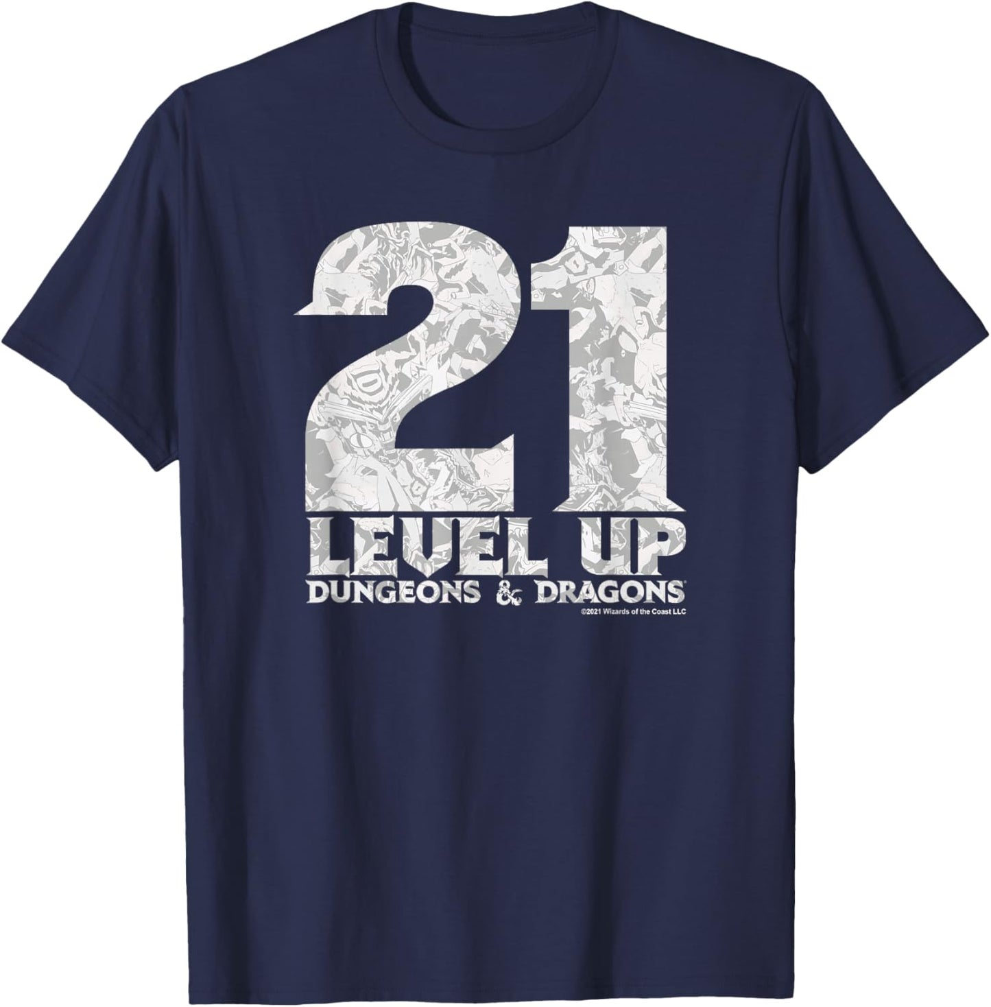 Dungeons & Dragons Birthday Level Up Twenty One T-Shirt - T-Shirt | Navy