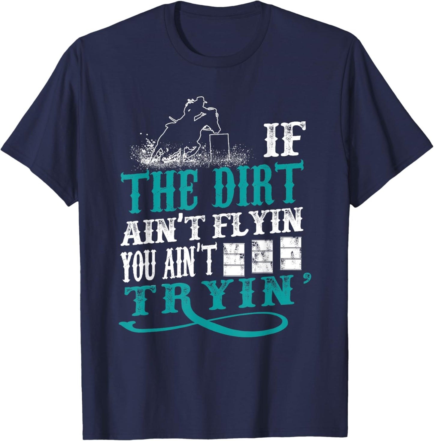 Funny Barrel Racer Outfit For Girls & Women Turquoise Equestrian Archery Small Classic Fit Lace Embellished T-Shirt - T-Shirt | Navy