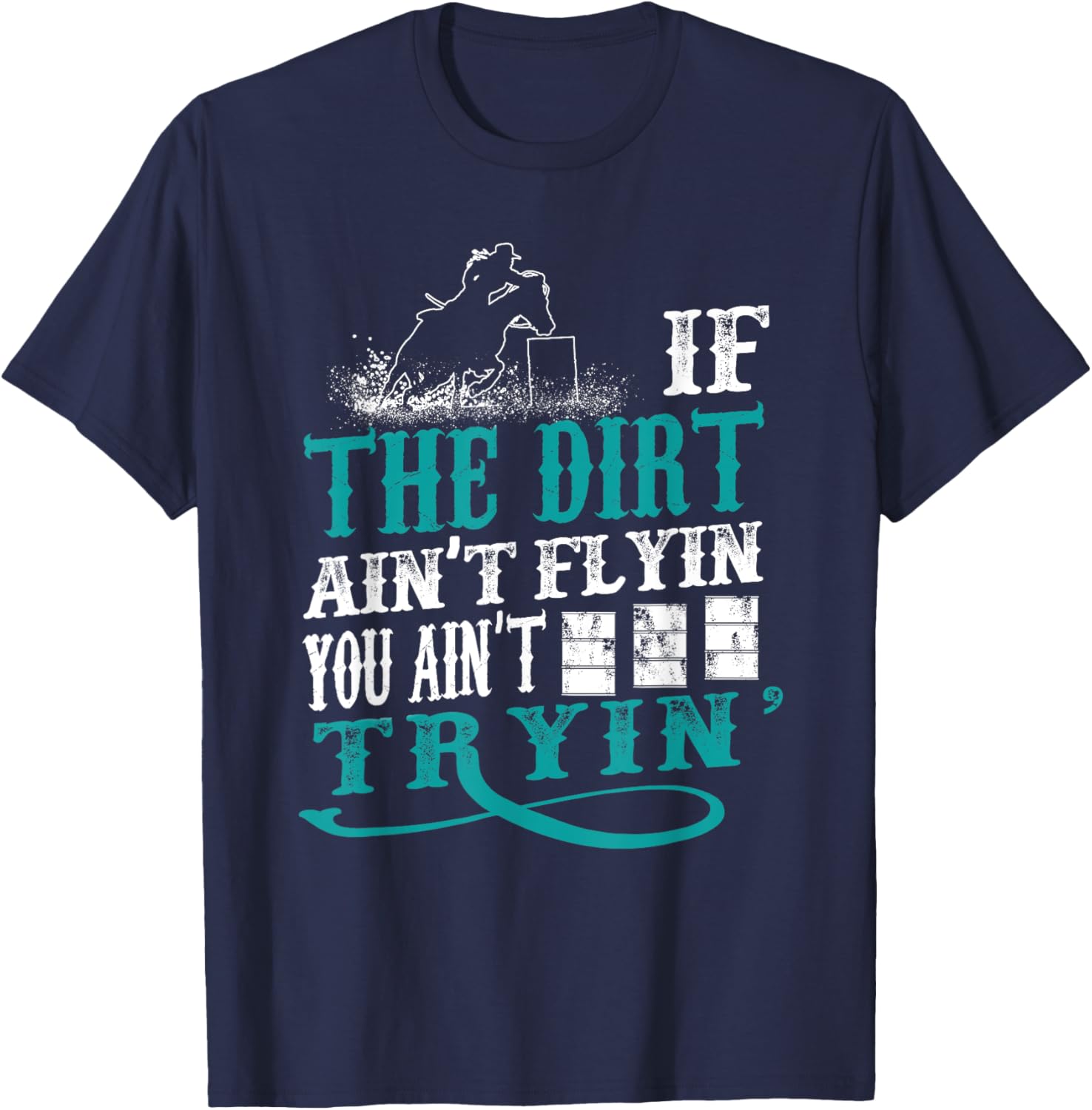 Funny Barrel Racer Outfit For Girls & Women Turquoise Equestrian Archery Small Classic Fit Lace Embellished T-Shirt - T-Shirt | Navy