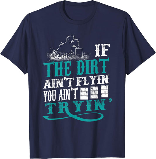Funny Barrel Racer Outfit For Girls & Women Turquoise Equestrian Archery Small Classic Fit Lace Embellished T-Shirt - T-Shirt | Navy