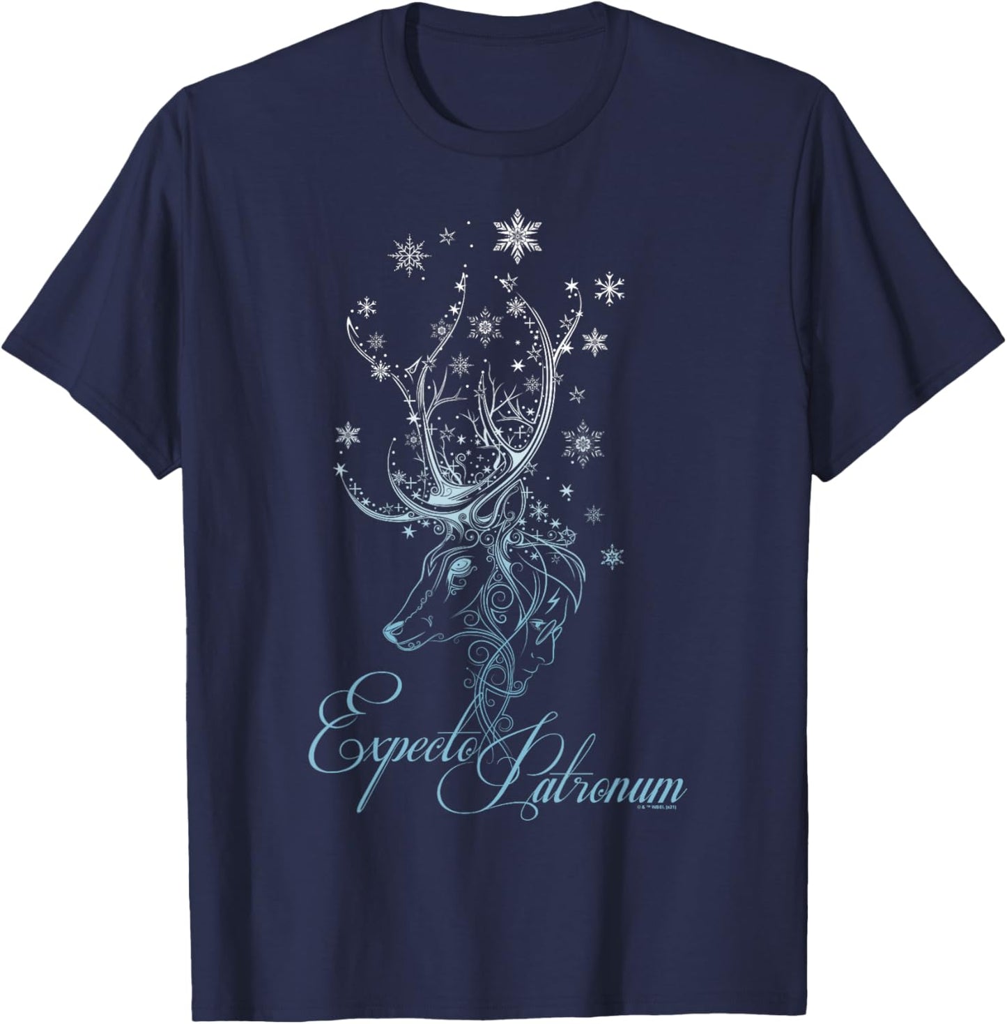 Harry Potter Magical Snowflake Deer Poster T-Shirt - T-Shirt | Navy
