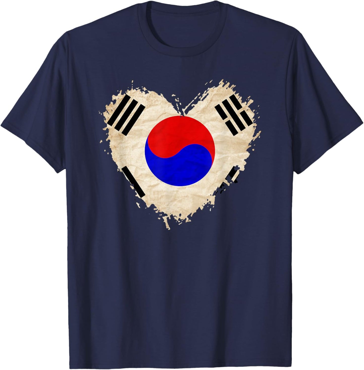South Korea Flag Love Heart Patriotic Mom Dad Family School T-Shirt - T-Shirt | Navy
