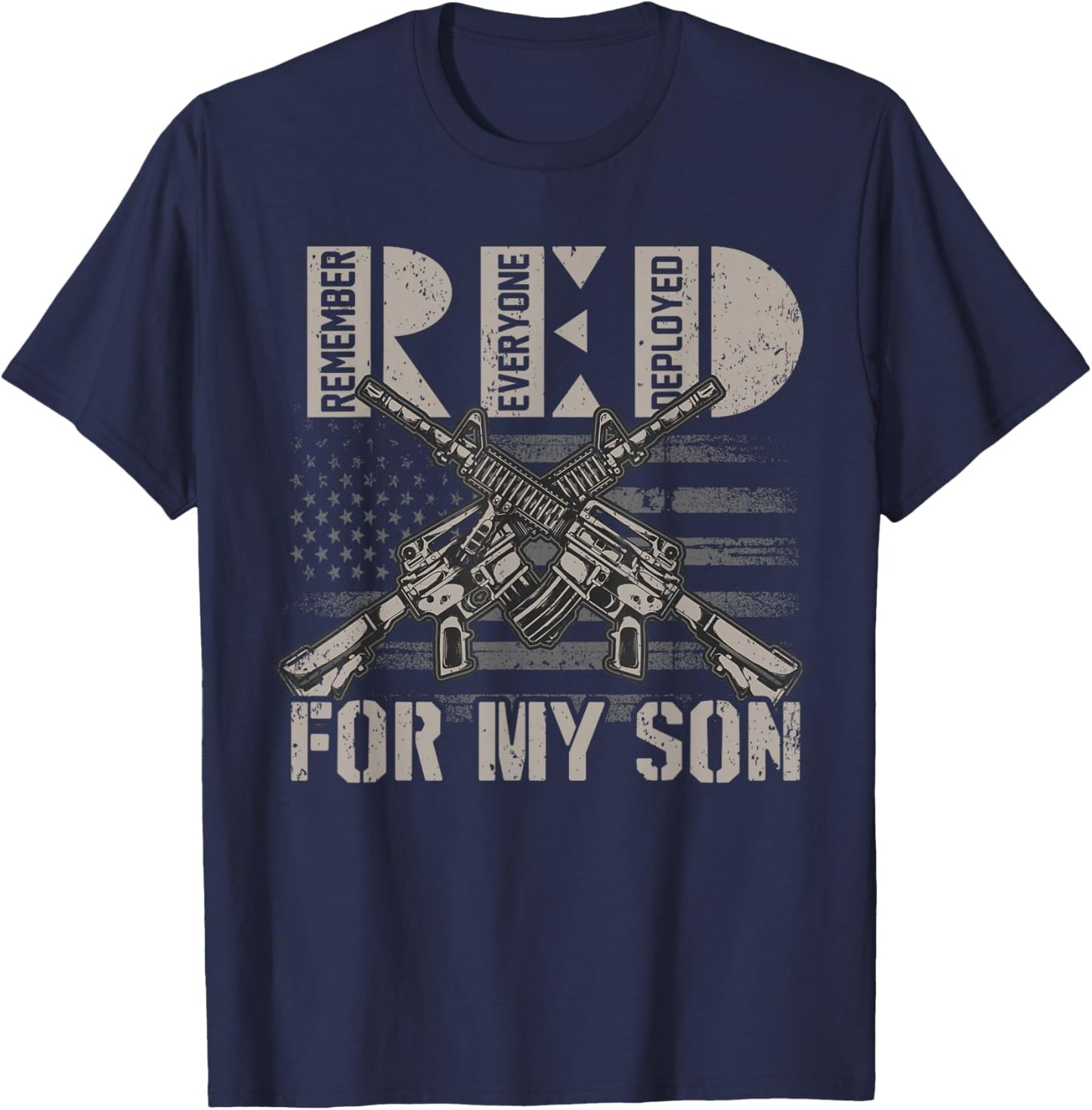 I Wear Red For My Son Red Friday Soldier Military Mom T-Shirt - T-Shirt | Navy
