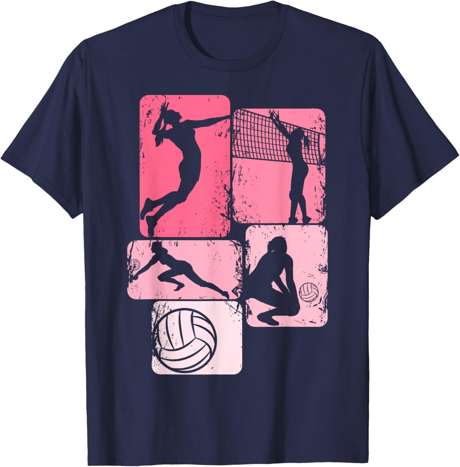Volleyball Girls Women Youth Girl Player T-Shirt - T-Shirt | Navy