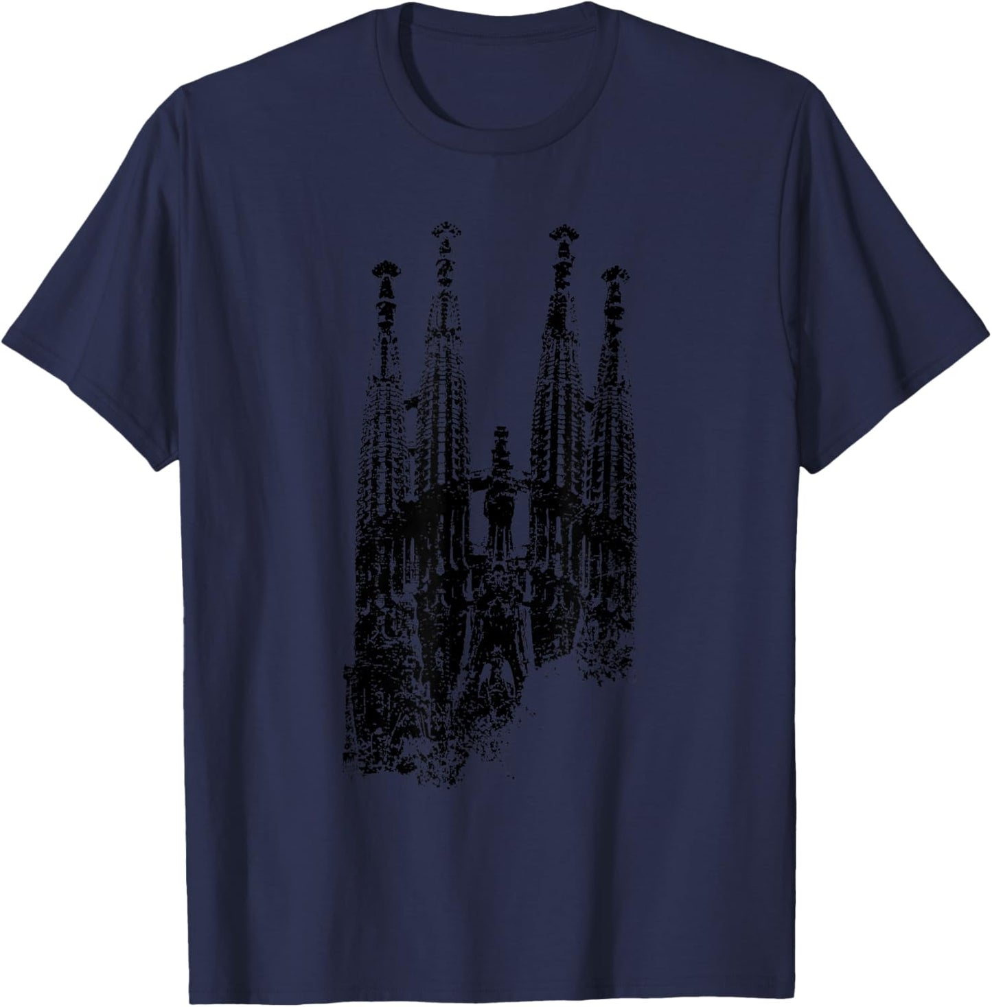 Sagrada Familia Vintage Skyline Spain Fan I Love Barcelona T-Shirt - T-Shirt | Navy