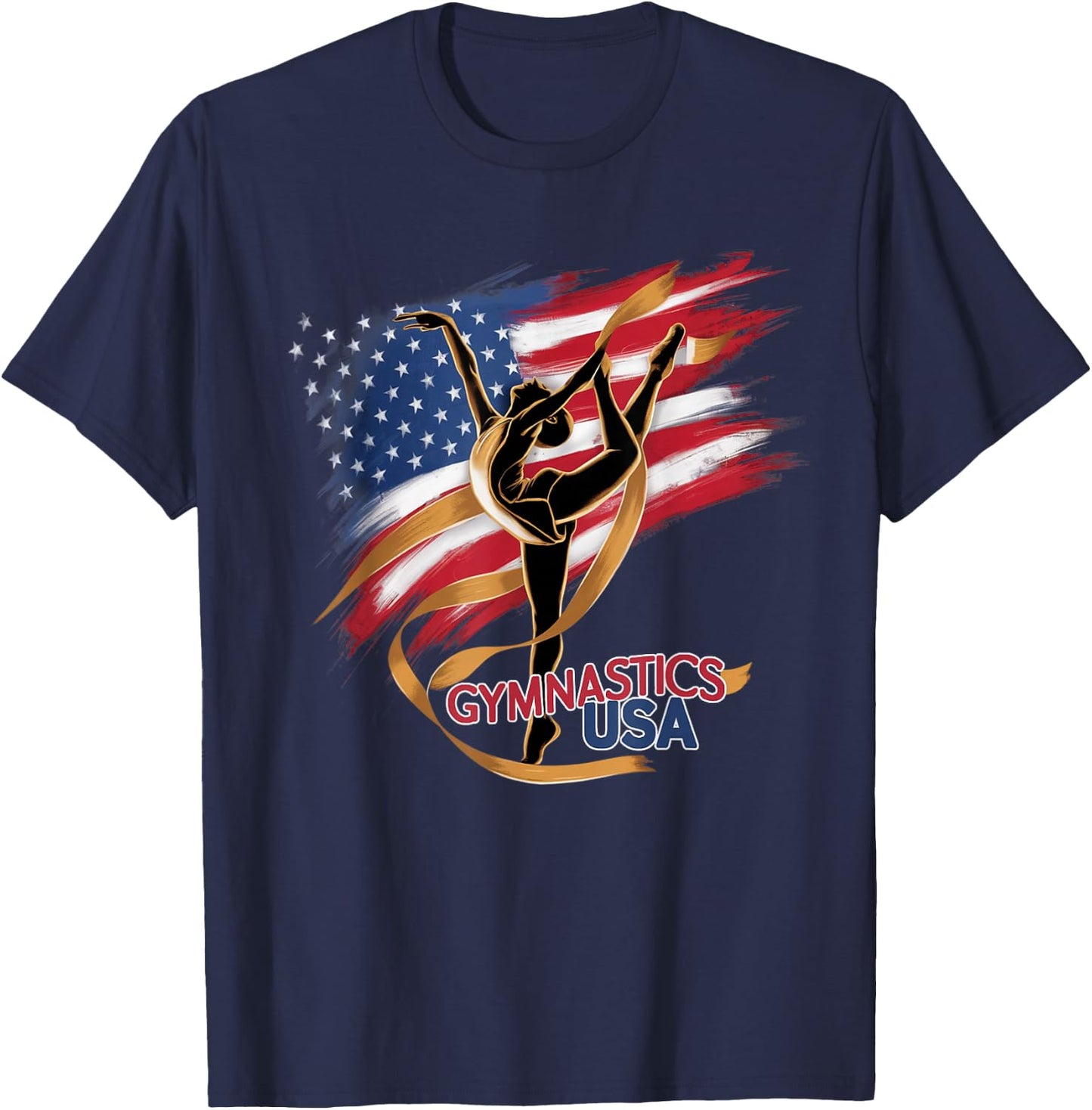 Gymnastics USA Support the Team Sport American Flag Lover T-Shirt - T-Shirt | Navy