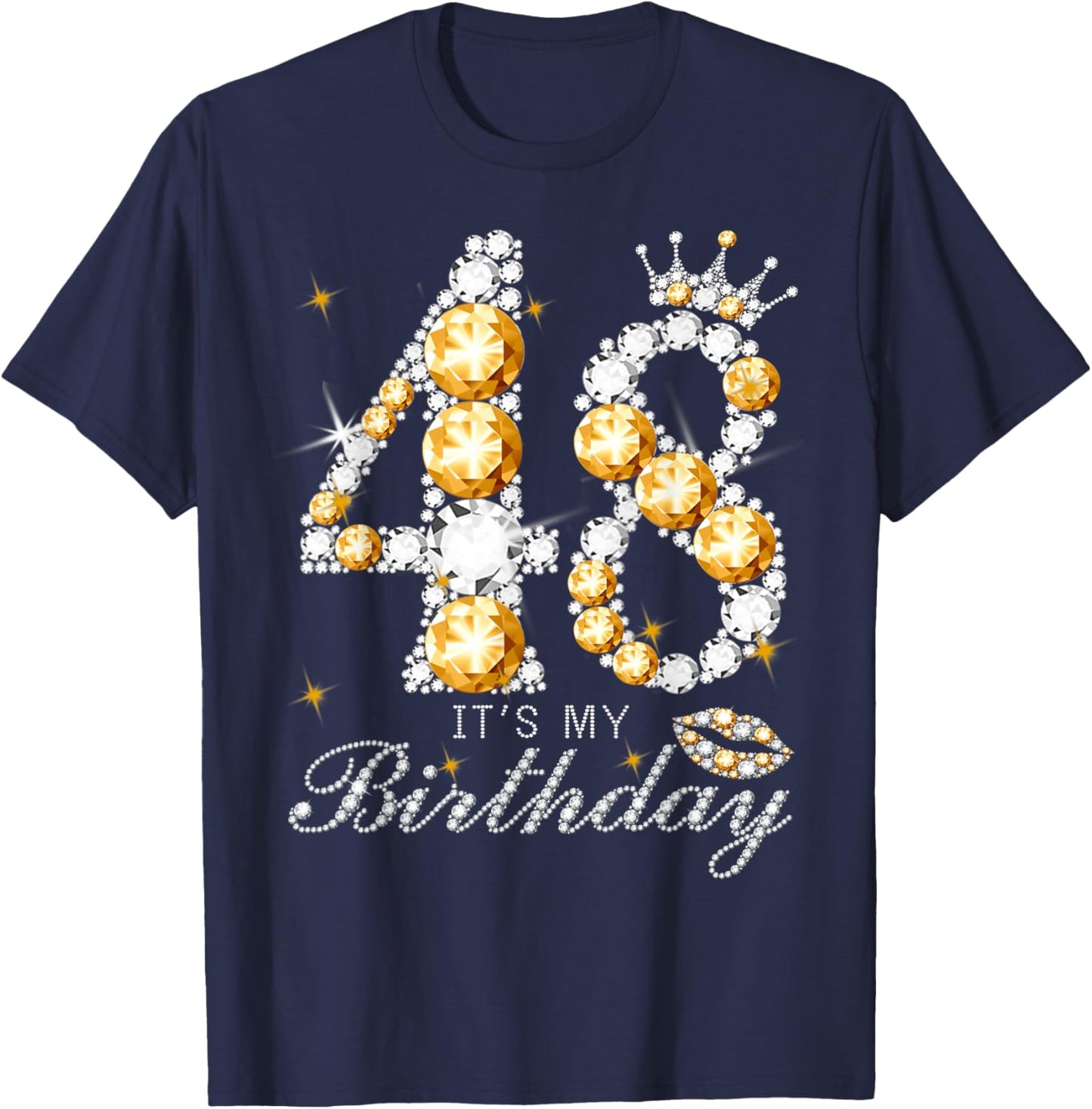 It's My 48th Birthday Queen 48 Years Old Shoes Crown Diamond T-Shirt - T-Shirt | Navy