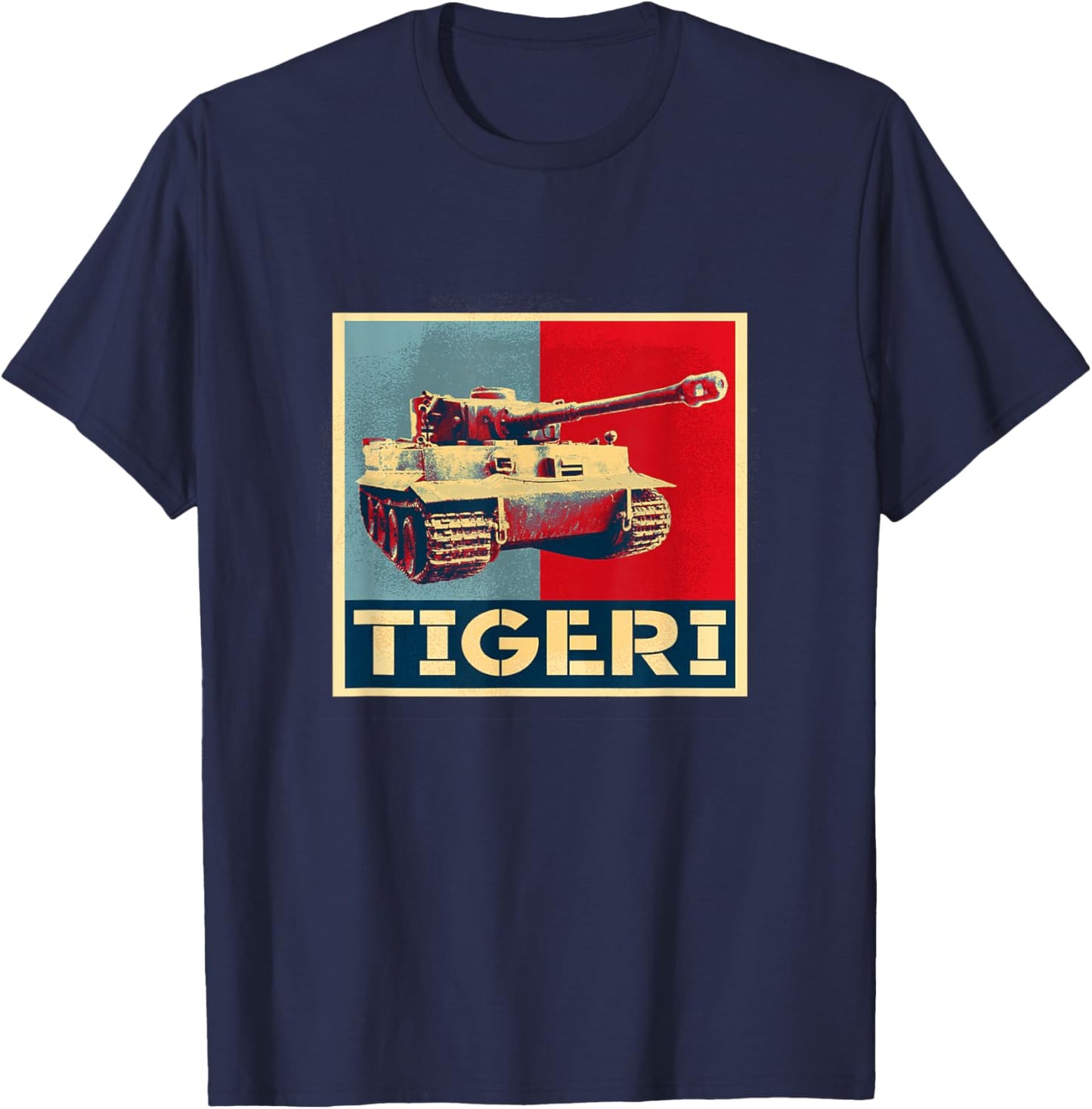 Tiger 1 Panzer VI Tank WW2 German Armored Vehicle AFV Art T-Shirt - T-Shirt | Navy