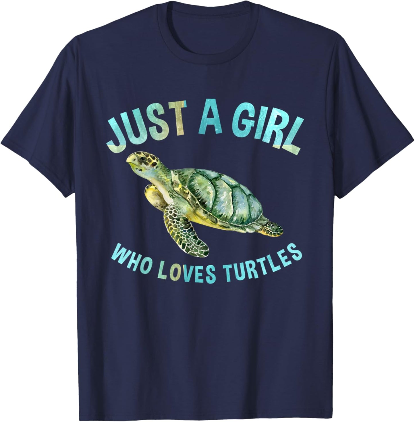 Just A Girl Who Loves Turtles Cute Sea Turtle Lover T-Shirt - T-Shirt | Navy