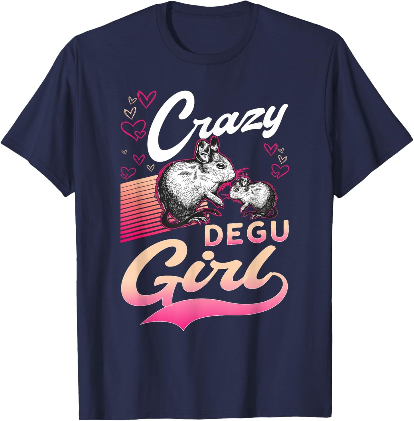 Crazy Degu Girl Degu Girl Degu T-Shirt - T-Shirt | Navy