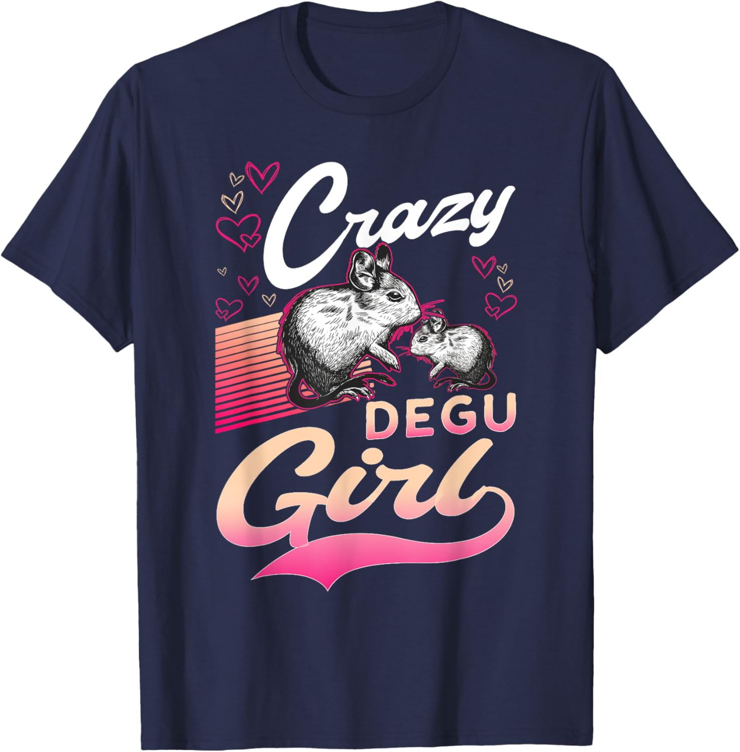 Crazy Degu Girl Degu Girl Degu T-Shirt - T-Shirt | Navy