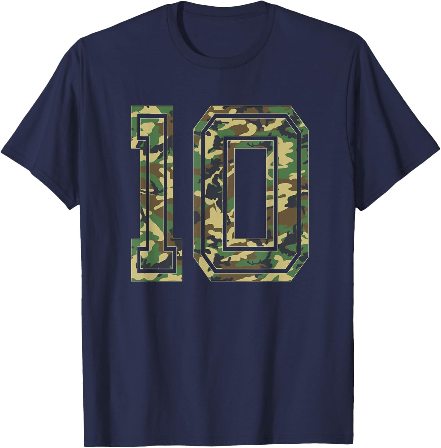 Team Jersey Number 10 Camo Camouflage T-Shirt - T-Shirt | Navy