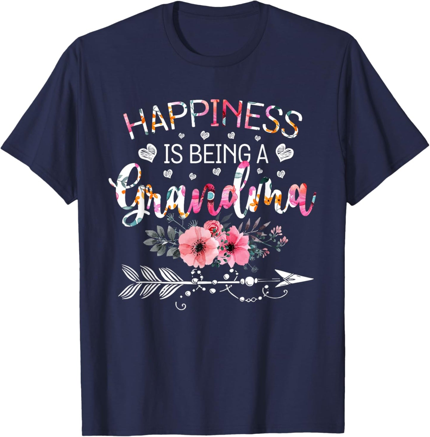 Happiness is being a Grandma Announcement Mothers Day T-Shirt - T-Shirt | Navy
