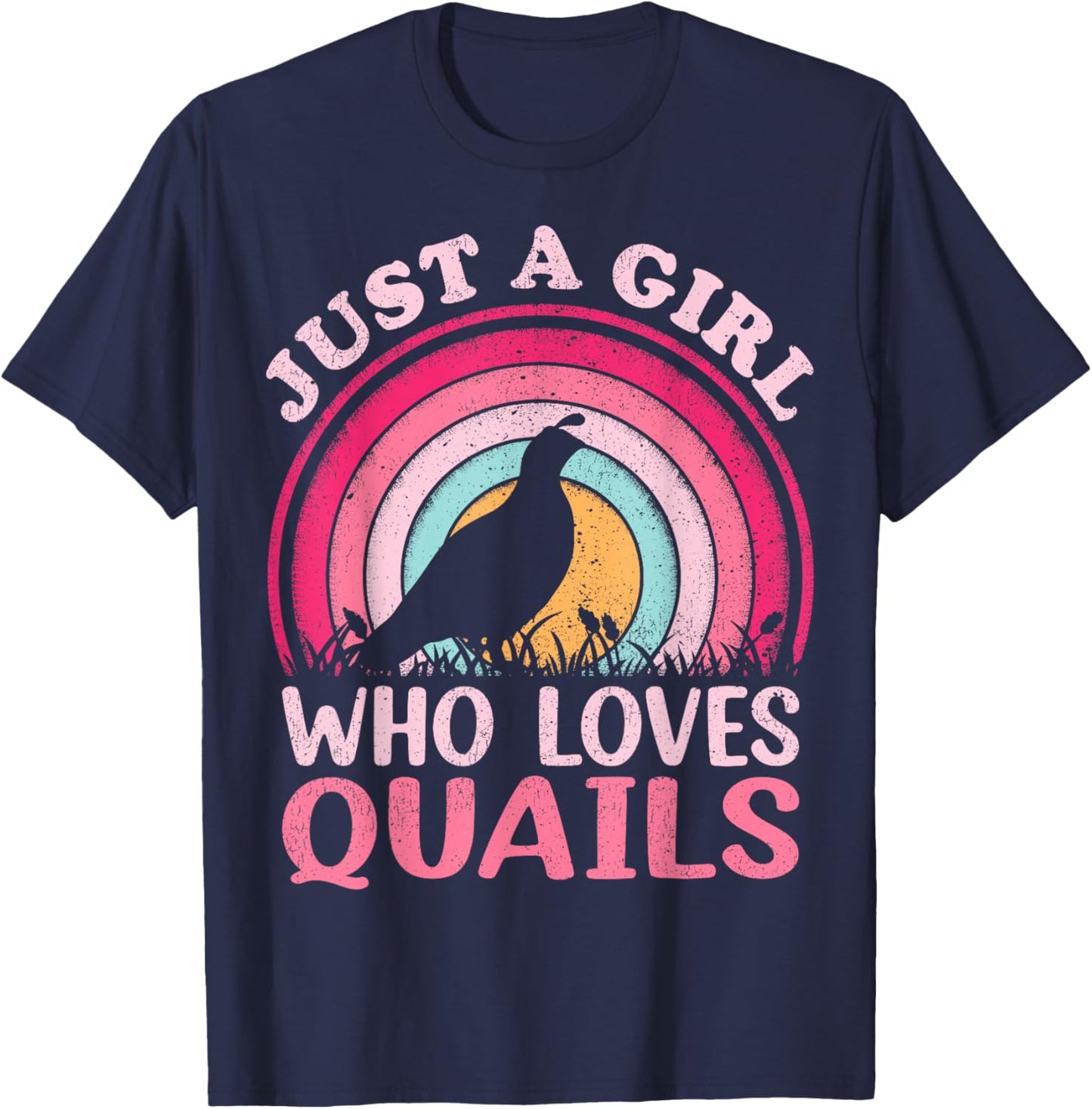 Quail Bird Vintage Retro Just A Girl Who Loves Quails T-Shirt - T-Shirt | Navy