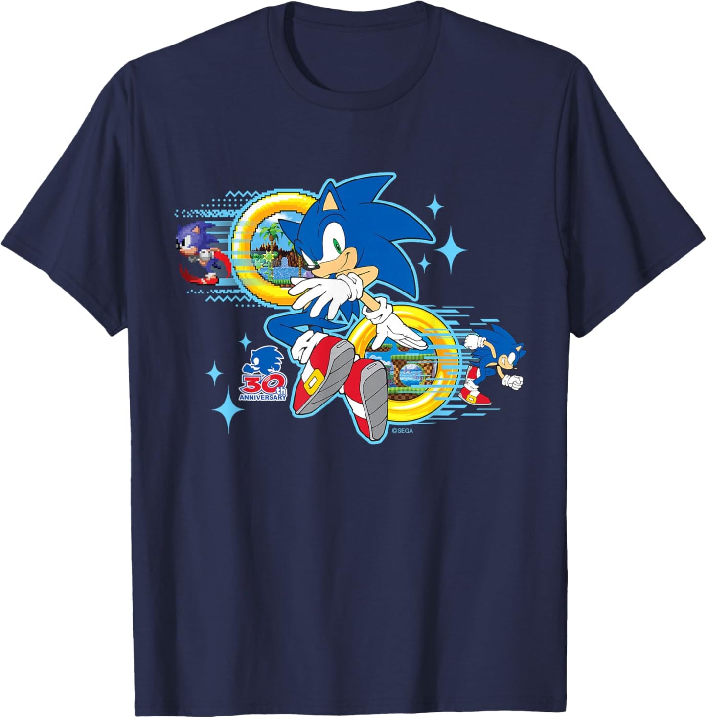 Sonic the Hedgehog's 30th Anniversary Short Sleeve T-Shirt - T-Shirt | Navy