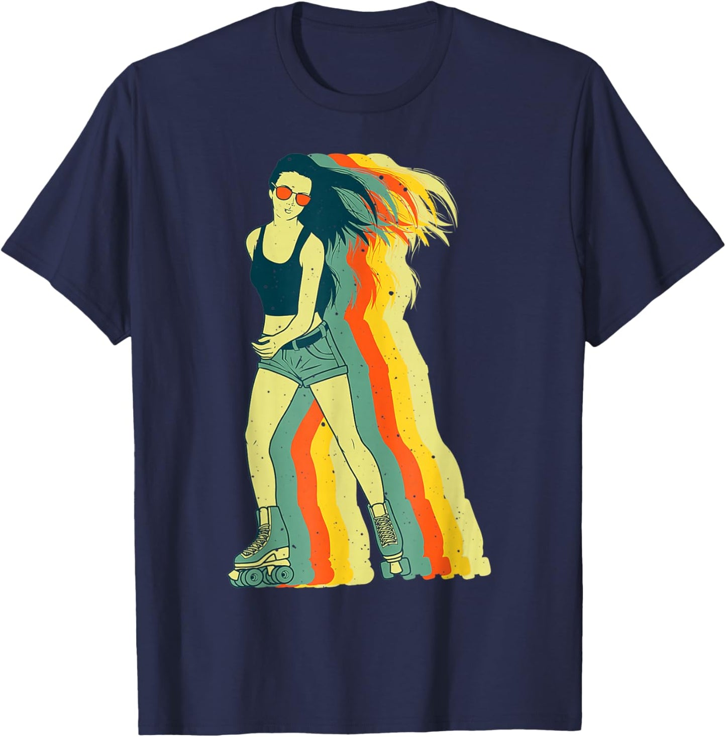 Women Roller Skater Vintage Roller Skating Design For Girls T-Shirt - T-Shirt | Navy