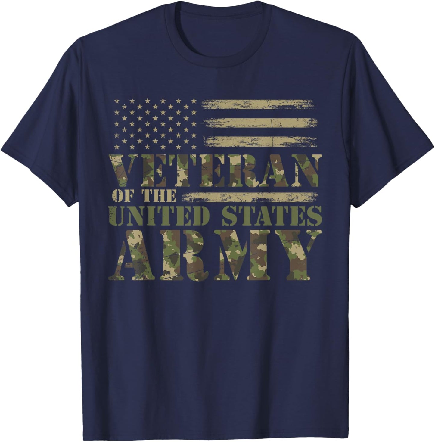 Proud Soldier United States Army USA Flag Camouflage Veteran T-Shirt - T-Shirt | Navy